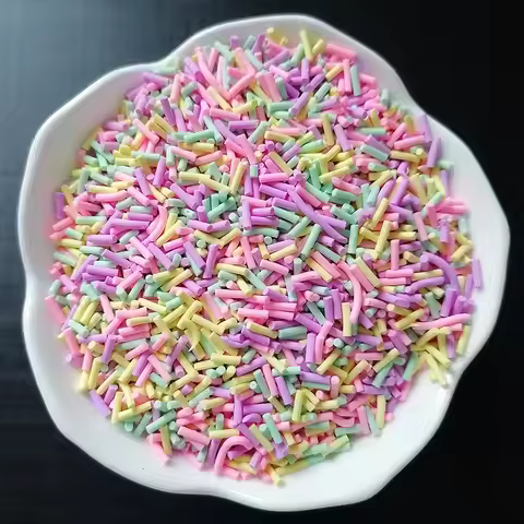 500g DIY Craft Slime Sprinkles Long Candy Sugar Polymer Clay Sprinkles Slices