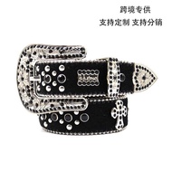 Belt Men's Belt Men's High-End Horsehair Rhinestone Belt Men's Inlaid Full Diamond y2k Decorative Be