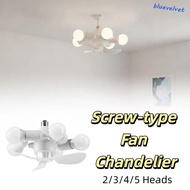 BLUEVELVET Heads Bubble Fan Light, E27 Screw Seat 2/3/4/5 Heads DIY Light Source Fan Light, Silent O