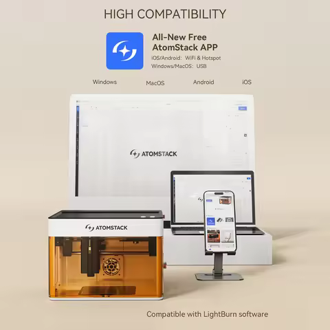 AtomStack P1 5W Laser Engraver Maximum Engraving Speed 10,000mm/Min Fast to Focus Free and Easy-To-U