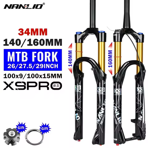 Nanlio X9 Pro MTB Suspension Fork 26 27.5 29 Inch Air Front Fork 34mm Stanchion 140mm 160mm Travel T