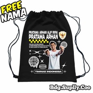 CHILDREN'S DRAWSTRING BAG STRINGBAG NATIONAL TEAM PLAYER PRATAMA ARHAN EDITION FREE NAME