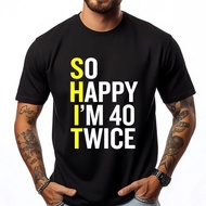 Luxury T-Shirt With 80th Birthday Parody Text Pattern Funny Gift Casual For Men
