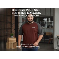 TSHIRT PLUS SIZE | SAIZ BESAR|MEN BIG SIZE | ROUND NECK RAGLAN | DARK GRAY & CHOCLET  [3XL-9XL]