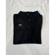 Baju Kemeja Blouse Atasan Outfit Wanita Populer Hitam Biru Navy Polos Rayon Twill Premium Fit Body P