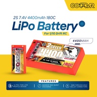 CD2S1P4400180 // Coddar 2S 7.4V 4400mAh 180C LCG Shorty 5mm Bullet Hard Case LiPo Battery