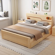 Solid Wood Bed Frame Modern Simple Single Bed Bedroom Small Apartment Double Bed /Super /Queen/King