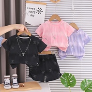 New Summer Children Casual Suit Kids Girl O-neck Short Sleeve T Shirt Short Pants 2Pcs/set Baby Infa