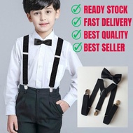 ReadyStock Adjustable Children Kids Suspenders Bow Tie Set Unisex Boys Girls Suspender With Cute Bow