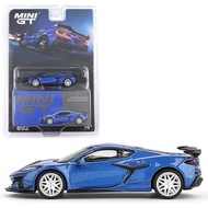 Diecast Model Car Compatible for Mini GT 1:64 Chevy Corvette Z06 2023 Elkhart Lake Blue Metallic w/B
