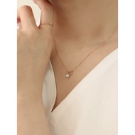 [oneur studio_Korea] 14K Gold Lucid Moonstone Necklace, 14K Rose Gold, Rainbow Moonstone