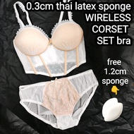 SET corset bra  lace wireless  plus saiz korset 34B 32A 32B 32C 70C 70C 70A 36B  36C 38B 38C 75B 75C