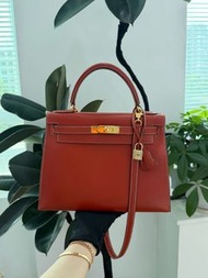 Hermes Kelly 28楓葉棕金扣box皮