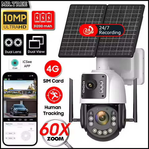 AOV 7/24 Hours Solar Camera 4K 4G SIM 60X Zoom Home Outdoor Surveillance 10MP Human Auto Tracking 31