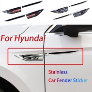 1Set Hyundai Car Fender Stainless Steel Side Label For i10 Kona Getz Accent Elantra Tucson I30 Santafe Creta ix35 I20 I40 H1 Matrix Nline Accessories