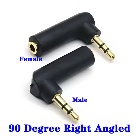 90 Degree Right Angled 3.5mm Male To Female Audio Converter Adapter Connector L Type Stereo Earphone