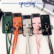 Samsung Z Flip Case with Leather Rope and Free Lanyard | For Samsung Z Flip 7 6 5 4 3 | Z Flip 7 | Z
