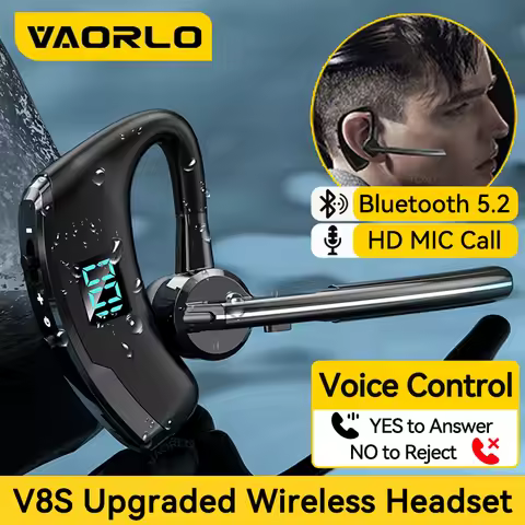 V8S Business Wireless Earphone LED Display With HD Mic Incoming Call Voice Control/Number Reporting 