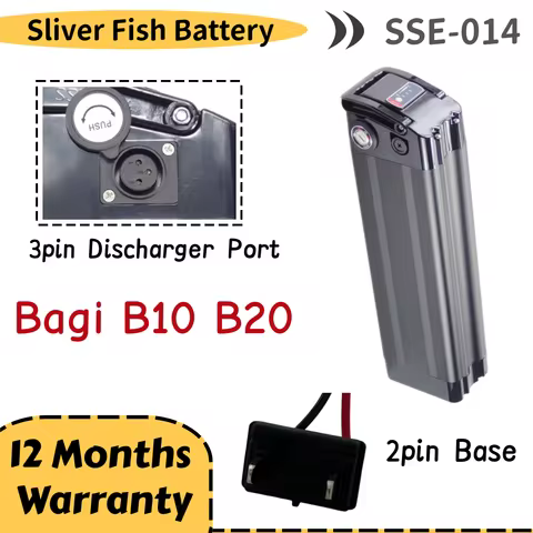 Bagi B10 B20 48V 10.4Ah 13Ah 15Ah 17.5Ah 21Ah Sliver Fish Battery for Bagi B10 B20 2pin Lithium ion 