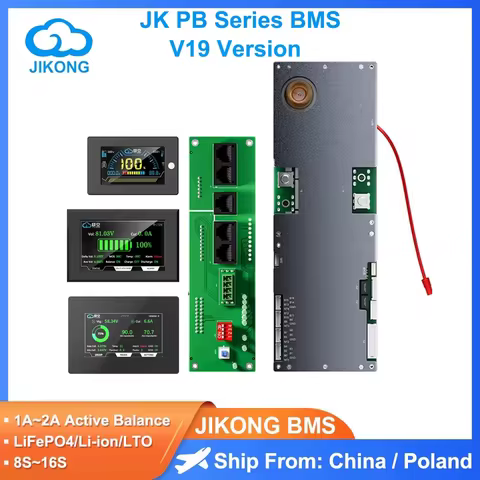 JIKONG Smart V19 Inverter BMS 1A 2A 8S-16S 24V 48V Li-ion/LiFePo4/LTO Battery 100A~200A Home Energy 