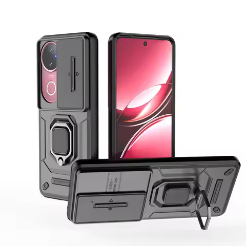 For Vivo V50 Case Slide Windows Cover Vivo V50 Fundas Coque Battle Stand Holder Push Window Shockpro