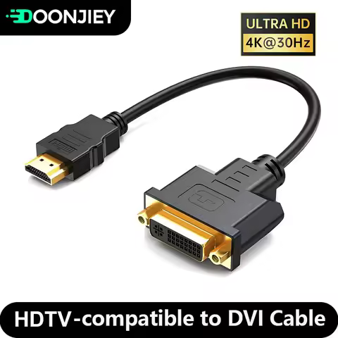 4K Bi-Direction HDMI-compatible Male To DVI-D DVI 24+5 Female Video Converter Adapter Cable For HDTV