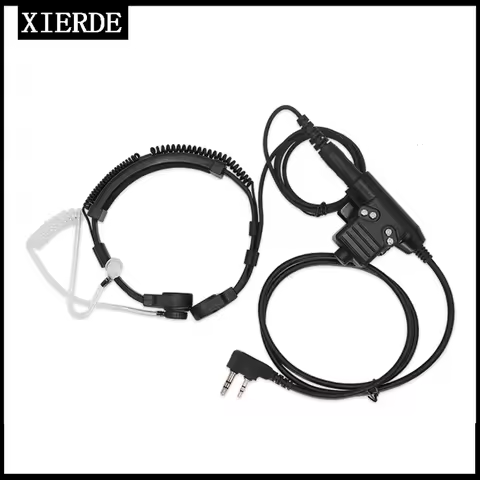 U94 PTT+7.1mm Tactical Telescopic Throat Controlled Walkie Talkie Headset For Baofeng UV5R 888S BF-1