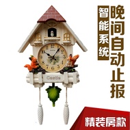 European-Style Living Room Creative Wall Clock Cuckoo Time Signal Clock Cartoon to Decorate Home Clock Home Children's Room Swing Pocket Watch Pastoral Time Reporting Goo Wall Clock Page Style Quartz Clock