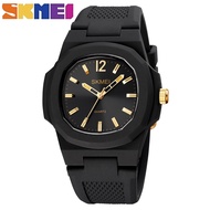 SKMEI Jam Tangan Lelaki Ultra Light Stainless Steel Men's Watch Silicone Strap Boy Style Quartz Blac