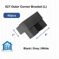 ⟬aga.alumglass⟭ 40pcs 027 @ 1" x 3" PVC Outer Corner L Bracket for Aluminium