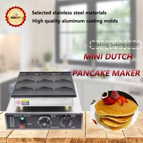 950W Electric Dutch Pancake Makerr 9-Holes Mini Dutch Nachine Poffertjes Grill Muffin Machine Non-st