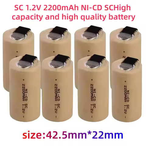 1.2V Battery SC Rechargeable Battery 1.2V 2200mAh Sub C NI-CD Cell With Welding Tabs for Electric Dr