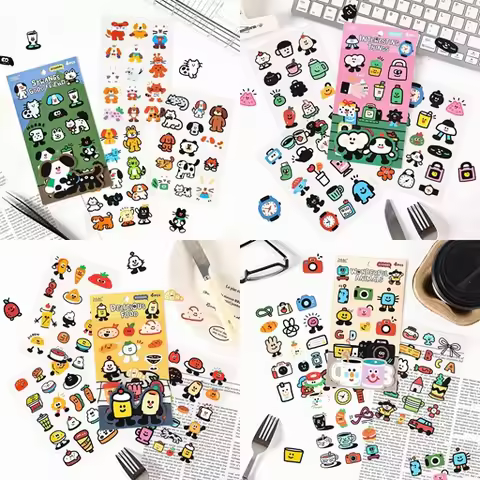 Cartoon Doodle Pet Sticker Pack Cute Animal Kitty Puppy Sticker DIY Phone Case Decals Scrapbooking N