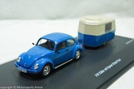 【特價現貨】1:43 Schuco VW Beetle 1600i + Eriba Puck 金龜車露營車組