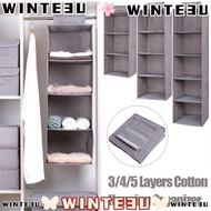 WINTE3U Foldable Wardrobe Storage Bags, Space Saver Drawer Hanging Storage Pouch,  Cotton 3/4/5 Laye