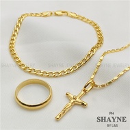 SHAYNE Jewelry 18K Bangkok Gold 3in1 Pendant Necklace Bracelet Ring Set for Women set-209