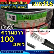 สายไฟอลูมิเนียม สายมิเนียม สีดำ THW-A เบอร์16 100เมตร  ยี่ห้อ DT / PS /DU ลากต่อไฟฟ้าเข้ามิเตอร์ สำห
