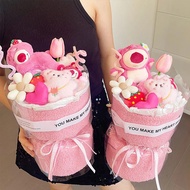 Lotso Plush Bouquet Strawberry Bear Bouquet Cute Lotso Birthday Gift Bouquet Doll Lotso Gift Lotso F