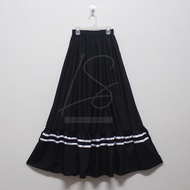Long Skirt กระโปรงผู้หญิง รุ่นระบายล่าง แต่งแถบ 2เส้น กระโปรงผ้าพื้น ใส่เอวยางยืด ความยาว 38นิ้ว SK-A92