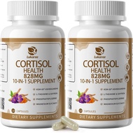 10-IN-1 Cortisol Supplements w/ KSM-66® Ashwagandha 300mg + L-Theanine 250mg, Magnesium Glycinate, S