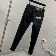 D2 men's jeans, plain black, wrinkled, 3D painted with Dsq2 Ceresio 9 Milano, back pocket QJ487P Sel