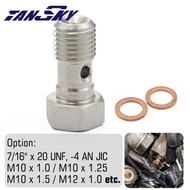 TANSKY Single Banjo Bolt Stainless Steel 7/16" x 20 UNF AN4 / AN3 / M10 / M12 x 1.0mm Turbo Brake Li
