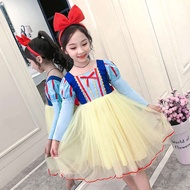 white dress for kids girl summer dress for kids girl Girls Dress Summer New 2022 Children's Korean Puff Sleeve Puff Tulle Skirt Frozen Snow White