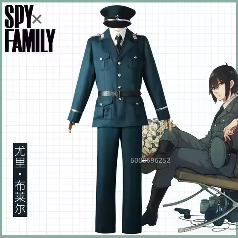 Spy X Family Yuri Briar Cosplay Costume Uniform Green Military Suit Halloween Party Role Play Outfit