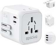 EPICKA 35W Universal Travel Adapter with 2 AC Outlet, European Travel Plug Adapter with PD Fast Char