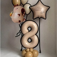 29pcs/5pcs/1pc Caramel Colored 0-9 Number Balloons, Black Tubular Balloons, Caramel Colored Pentagra