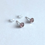 寶石系 天然礦石 三輪骨幹 紅超七 925純銀 耳針