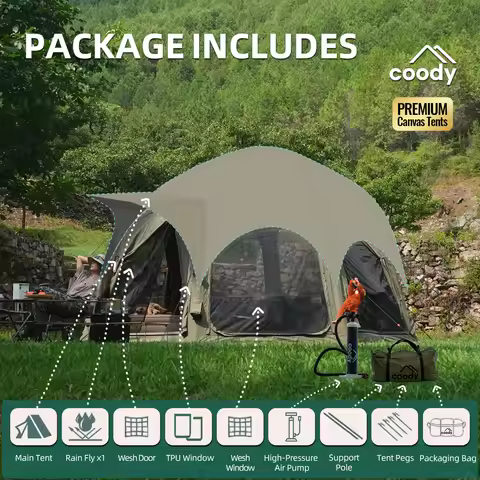 Dome Air Tent-Army Green Dome Tent Venue Camping Canopy Tent Classic Family Geodesic Outdoor Dome Ho