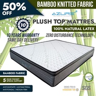 Azure™ Latex Hybrid, Plush Bamboo Fabric Top | 10 Inch | Cooling Gel | Natural Latex | Pocket Spring Mattress.