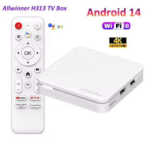 H96 MAX H313 TV Box Android 14 ATV TV Box 4K Video Set Top Box 100M LAN Wifi6 BT5.0 Voice Assistant 